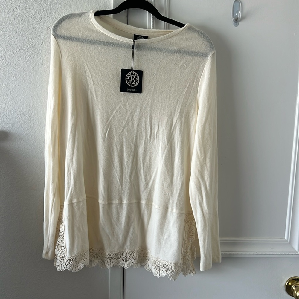 Bobeau Long Sleeved Beige Lightweight Sweater, New w/ Tags